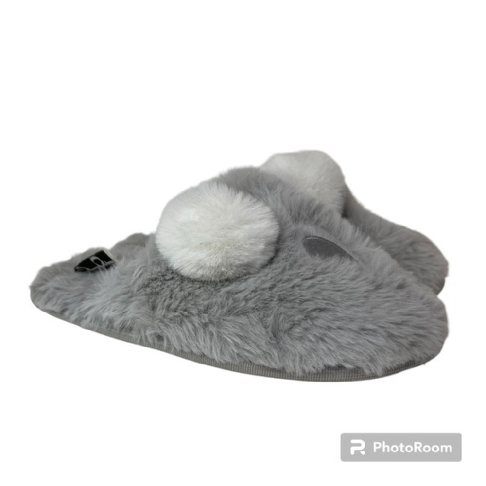 Jessica Simpson Girls Plush Fluffy Slip-on House Slippers Gray Size L 2-3